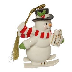 Lenox Snowman Ornament Skiing Very Merry Christmas Porcelain